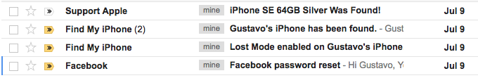 A flurry of unfortunate emails Facebook password reset email